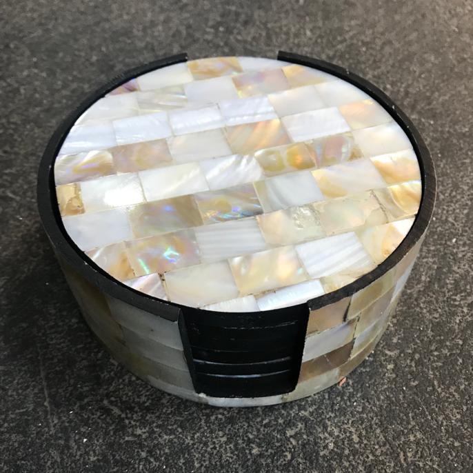 Mother of Pearl - 6 Pcs Coasters Yellow White