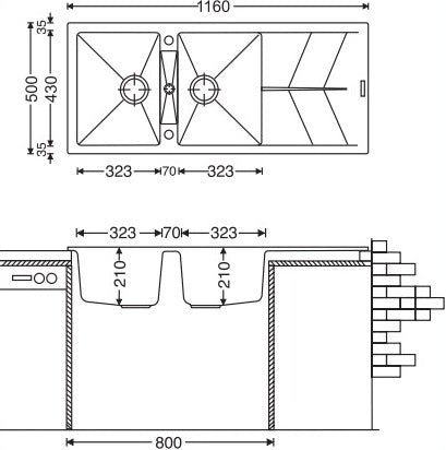 Carysil - Kitchen Sink - Jazz - D 200 - Double Bowl Single Drain Sink