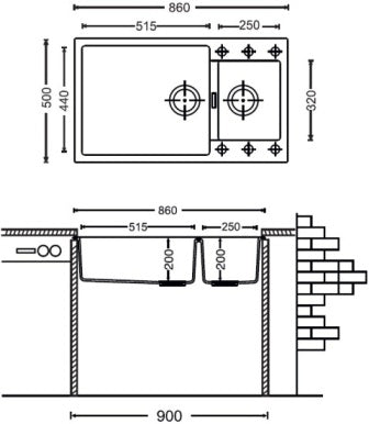 Carysil - Kitchen Sink - Enigma - N-200 - Two Bowl Without Drain Board