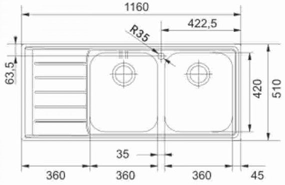 Franke - Neptune - NET - 651 - RHD - 101.0253.262 - Microdecor Finish Sink