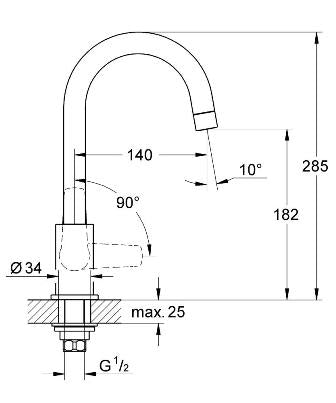 GROHE - BAU FLOW - 31220000 – Sink Tap