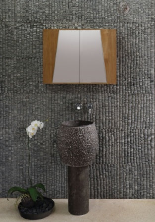 ECM- Bali Collection - Gita - Black - Pedestal Stone Wash Basin