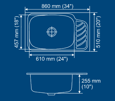 Nirali - D'signo - Eureka - Jumbo - ( 34" X 20") - Single Bowl With Drainer