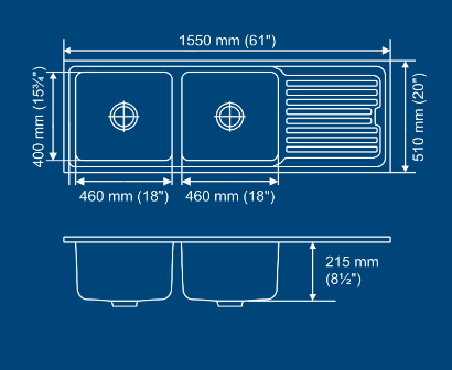  Double Bowl Sink with Drainer