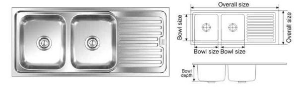  Double Bowl Sink with Drainer