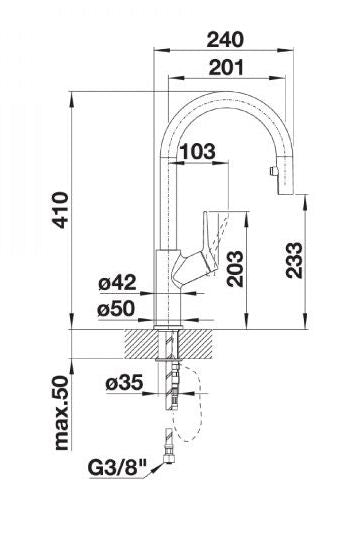 Hafele - Blanco - CARENA-S Vario - Deck Mounted Kitchen Mixer